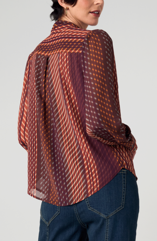Liverpool Long Sleeve Woven Blouse with Neck Tie
