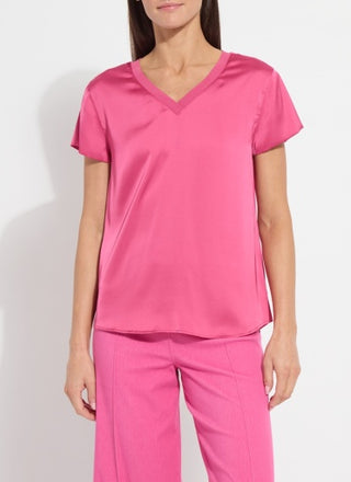 saori v neck mix media top Curvy