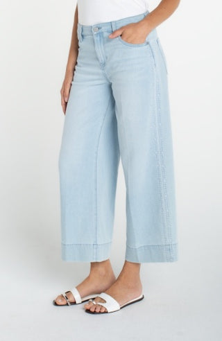 stride crop wide leg w/ embroidered side seam