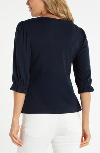 elbow sleeve notch knit tee