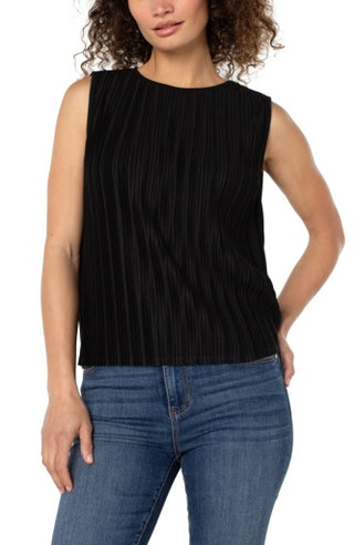 sleeveless crew neck knit top