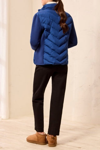 Tribal Zip Front Puffer Jacket with Removable Hood in Estate Blue