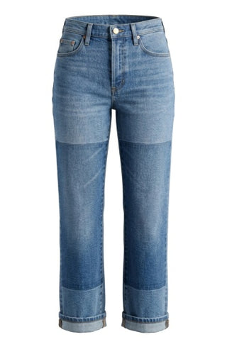 Liverpool Sloane Slouchy Girlfriend Pants with Cuffed Hem