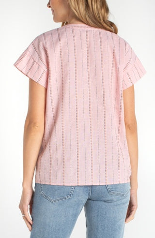 short sleeve popover woven top
