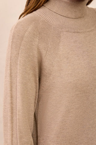Tribal Long Sleeve Turtleneck Sweater in Fossil