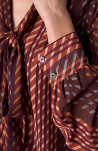 Liverpool Long Sleeve Woven Blouse with Neck Tie