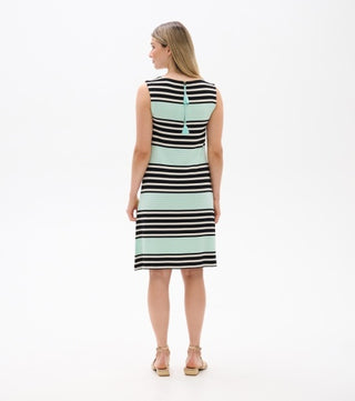 sofia dress - black colourblock stripes