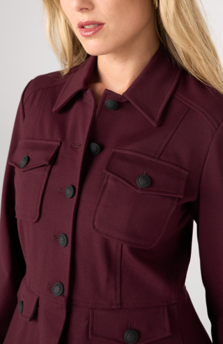 Liverpool Peplum Jacket in Dark Oxblood