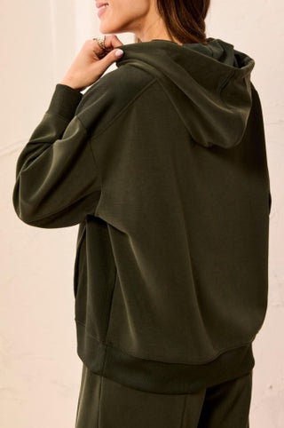 Tribal Combo Fabric Hoodie with Pockets in Cedar Green