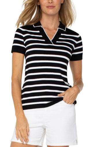 short sleeve collared sweater