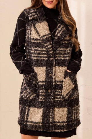 Tribal Button Front Vest in Fossil