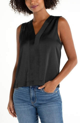 slvlss v-neck woven-to-knit top