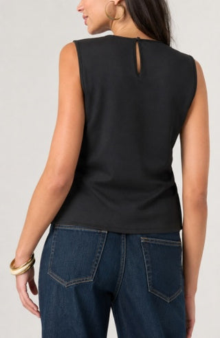 Liverpool Sleeveless Embellished Knit-to-Woven Tee