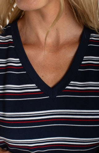 short slv v-neck knit tees