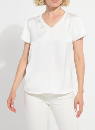 Lyssé Saori V-Neck Mixed Media Top