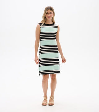 sofia dress - black colourblock stripes