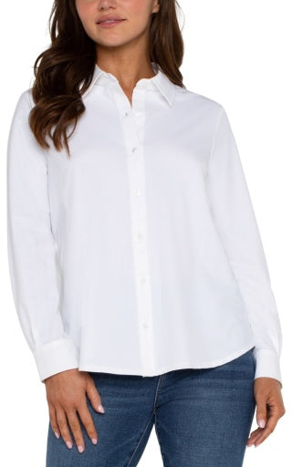 long sleeve button front knit shirt