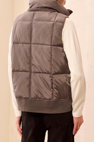 Tribal Quilted Puffer Vest with Removable Hood in Tornado