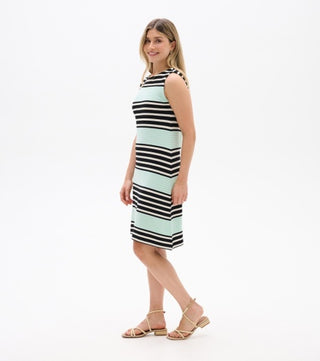 sofia dress - black colourblock stripes