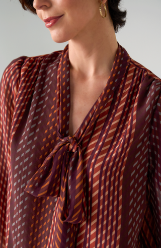 Liverpool Long Sleeve Woven Blouse with Neck Tie