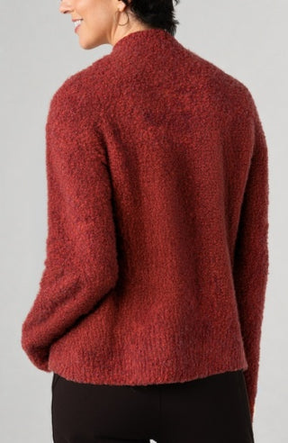 Liverpool Long Sleeve Mock Neck Sweater with Buttons in Rust Multi