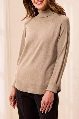 Tribal Long Sleeve Turtleneck Sweater in Fossil