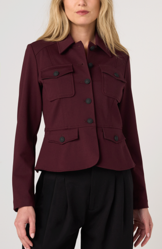 Liverpool Peplum Jacket in Dark Oxblood