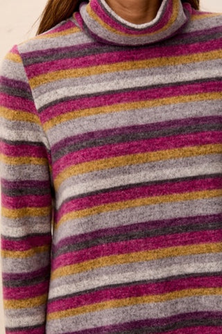 Tribal Funnel Neck Top with Side Slits — Mulberry