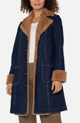 Liverpool Sherpa-Trimmed Notch Collar Jacket, 38-Inch Length
