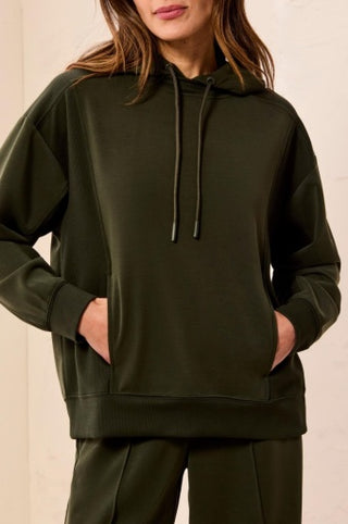 Tribal Combo Fabric Hoodie with Pockets in Cedar Green