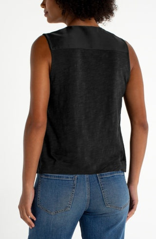 slvlss v-neck woven-to-knit top