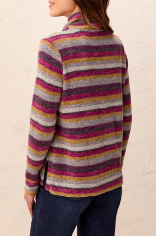 Tribal Funnel Neck Top with Side Slits — Mulberry