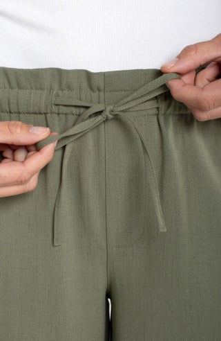 Liverpool Pull On Tie Waist Wide Leg Ankle Pant — Martini Olive