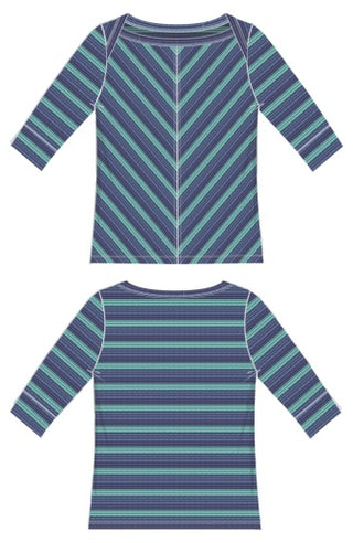 1/2 sleeve fold over boat neck knit top w/ m