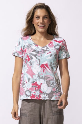 FIJI FLORAL V-NECK TEE S26E
