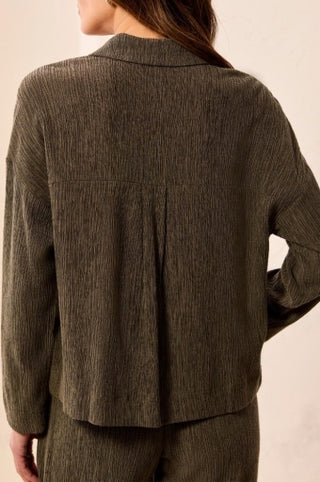 Tribal Long Sleeve Top with Pockets — Basil