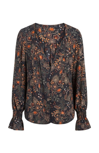 Liverpool Long Sleeve Woven Blouse with Pintucks