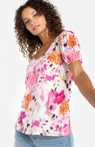 puff slv scoop neck knit top